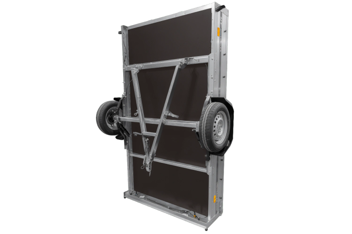 Autotransportanhänger auf Blattfedern 264×150 UNITRAILER GARDEN 265/R KIPP mit BIS-Seitenwänden, H-0-Rahmen und blauer Plane-Neu