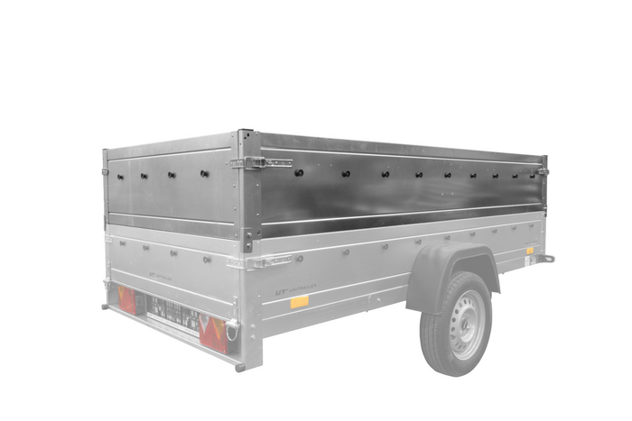 Leichter Anhänger auf Blattfedern 264×125 UNITRAILER FORCE 264/R KIPP mit BIS-Seitenwänden, H-800-Rahmen und grauer Plane-Neu