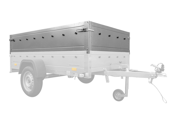 Autotransportanhänger 230×125 UNITRAILER FORCE 230 KIPP mit BIS-Seitenwänden, H-800-Rahmen und blauer Plane-Neu